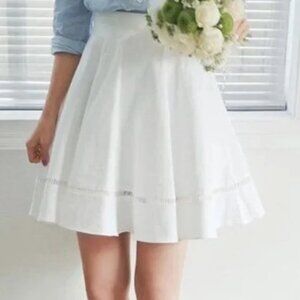 Cherry Koko A-Line Mini Skirt White Lace Trim Pleated Size Medium